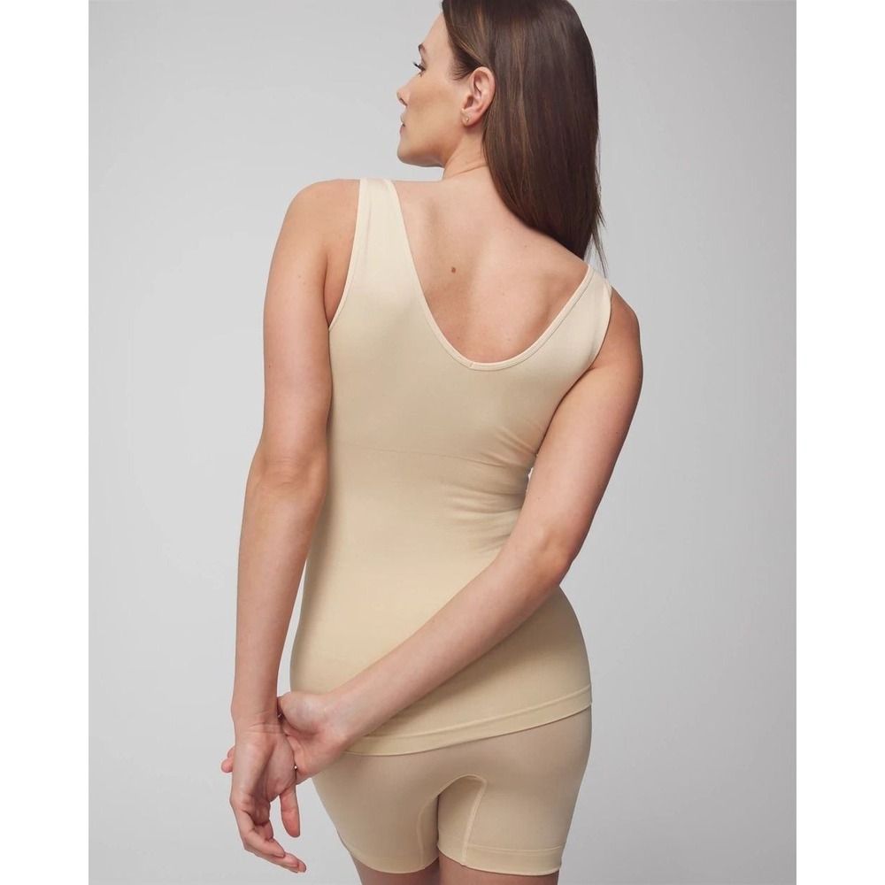 Soma Womens M/L Seamless Reversible Tank Mid Level Shaping Camisole Nude Beige